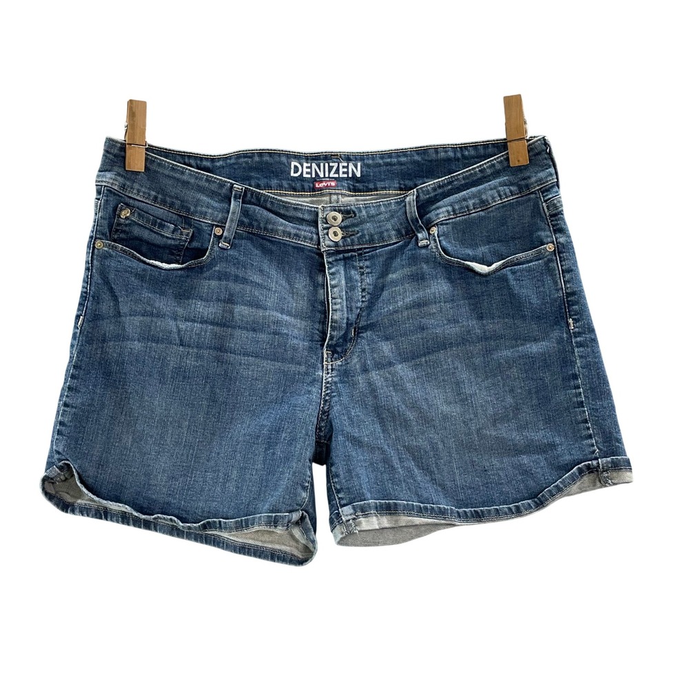 Denizen Denim Shorts Womens 16 Blue Medium Wash Cuffed Mid Rise Casual Academia